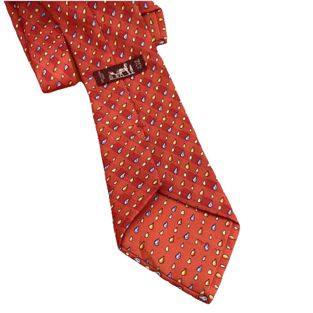 HERMES VINTAGE RAINDROPS RAINY DAYS TIE RAIN DROP WATER HIGH END FRANCE H62 - Picture 2 of 6